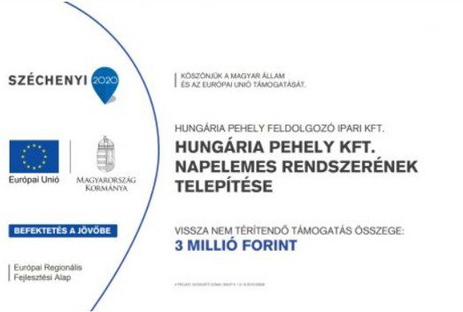Napelemes rendszer a Hungária Pehely Kft. csarnokának tetején